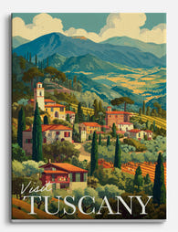 Tuscan Hillside Vintage Canvas Print - Unframed