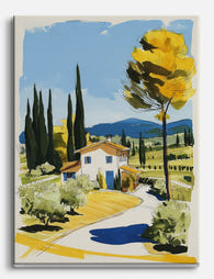 Tuscan Countryside Charm Canvas Print - Unframed