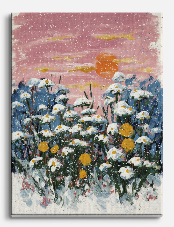 Winter Blooms at Sunset Canvas Print Unframed