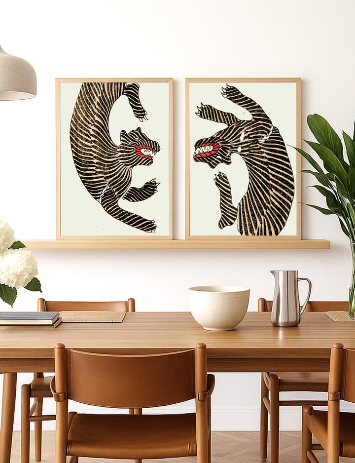 Vintage Tiger Gallery Wall Art Print Set