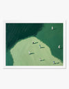 Aerial Golfers Gathering Art Print White