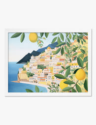 Amalfi Lemon View Art Print - White
