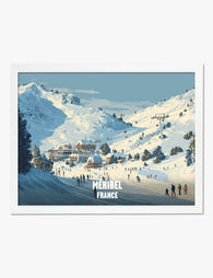 Alpine Ski Village Scene Art Print White