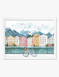 Innsbruck Riverside View Art Print White