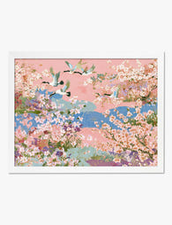 Sakura Serenity Landscape Art Print White
