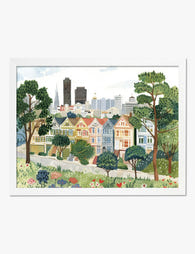 Painted Ladies Cityscape Art Print White