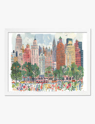 Central Park Cityscape Art Print White