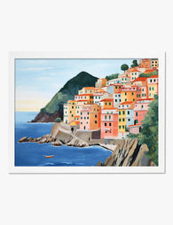 Colorful Italian Coast Art Print White