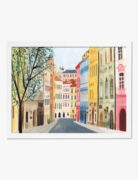 Prague Pastel Streets Art Print White
