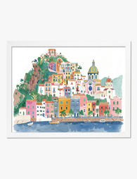 Colorful Positano Vista Art Print White
