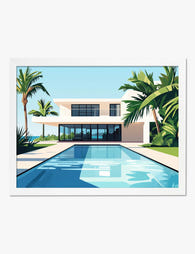 Modern Oasis Retreat Art Print White