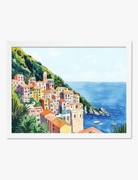 Italian Riviera Village Art Print White