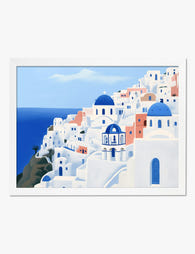 Santorini Blue Domes Art Print White
