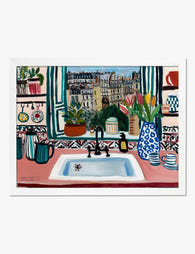 Parisian Kitchen View Art Print White