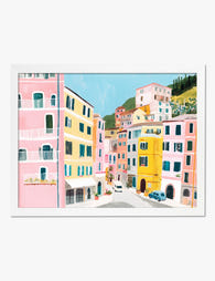 Pastel Italian Streetscape Art Print White