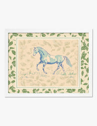 Vintage Blue Horse Elegance Art Print White