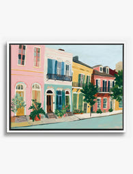 Colorful New Orleans Rowhouses Canvas Print White