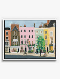 Pastel London Rowhouses Canvas Print White