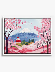 Sakura Serenity at Fuji Canvas Print White