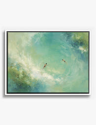 Serene Swimmers Canvas Print White
