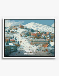 Park City Ski Village Canvas Print White