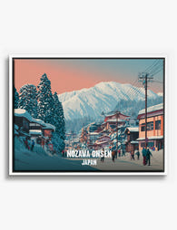 Snowy Nozawa Onsen Village Canvas Print White