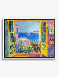 Matisse Inspired Seaside Window Canvas Print White