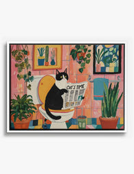Cat’s Time Out Canvas Print White