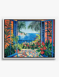 Open Window Riviera Vibes Canvas Print White