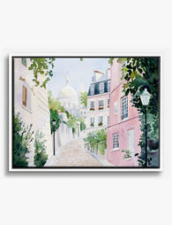 Parisian Street Stroll Canvas Print White