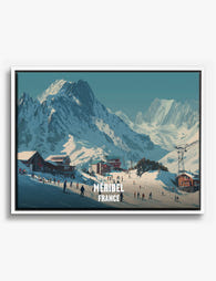 Snowy Meribel Village Escape Canvas Print White