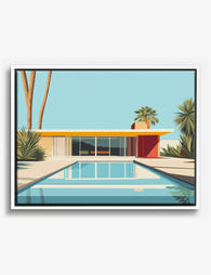 Palm Springs Modern Home Canvas Print White