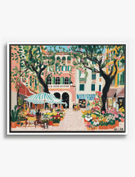 Mallorca Market Morning Canvas Print White