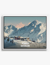 Alpine Escape: Verbier, Switzerland Canvas Print White