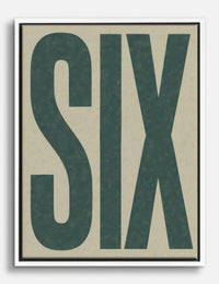 Bold Six Typography Canvas Print White
