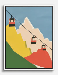 Mountain Cable Adventure Canvas Print White