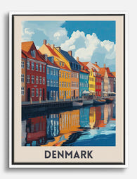 Colorful Danish Harbor Canvas Print White