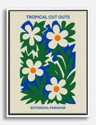 Botanical Cutout Blooms Canvas Print White