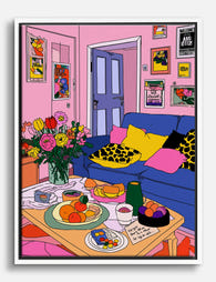 Color Pop Living Room Vibes Canvas Print - White