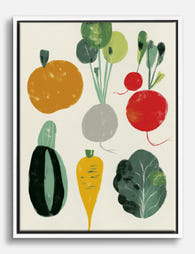 Modern Veggie Medley Canvas Print White