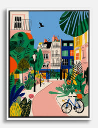 Vibrant London Stroll Canvas Print White