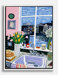 Matisse Inspired Kitchen View Canvas Print White