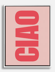 Bold Ciao Pink Typography Canvas Print White