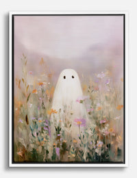 Ghost in Wildflower Meadow Canvas Print White