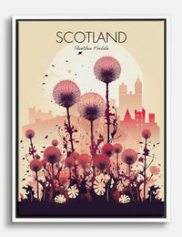 Pink Thistle Skyline Canvas Print White