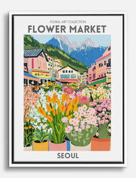 Seoul Floral Escape Canvas Print White