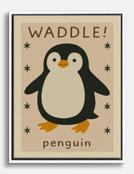 Waddle Penguin Delight Canvas Print White