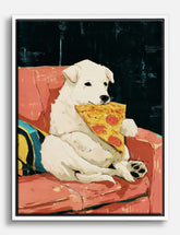 Pizza Pup Delight Canvas Print White