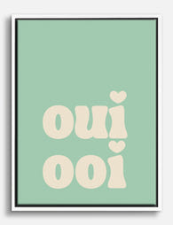 Oui Oui Retro Typography Canvas Print White