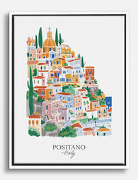 Positano Charm Canvas Print White